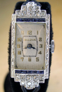 1930's Bulova platinum and diamonds ladies watch